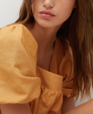 Women's Puffed Sleeves Cotton Dress