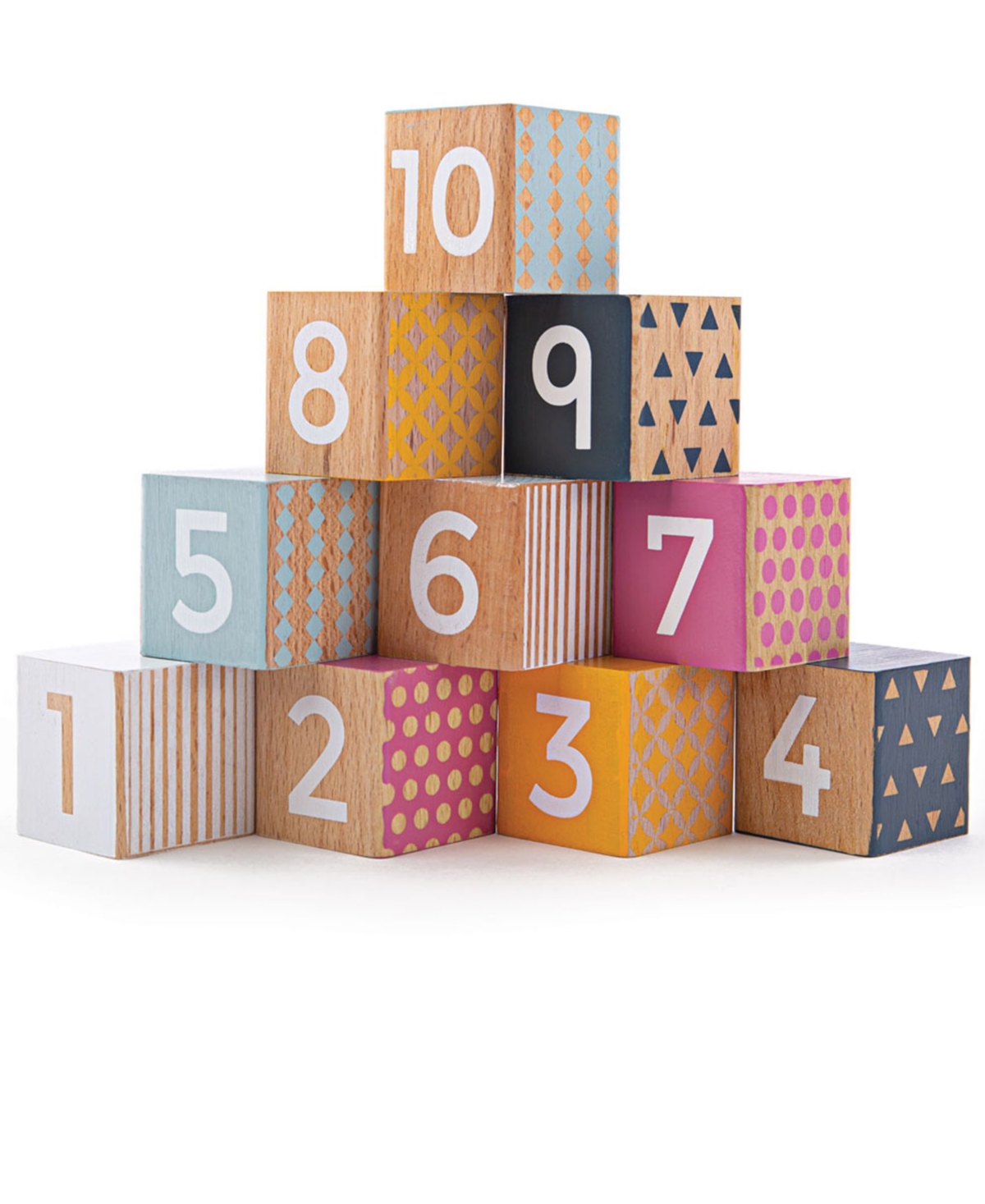 Bigjigs Toys Kids' - Wooden Number Blocks Set, 10 Piece In Multi