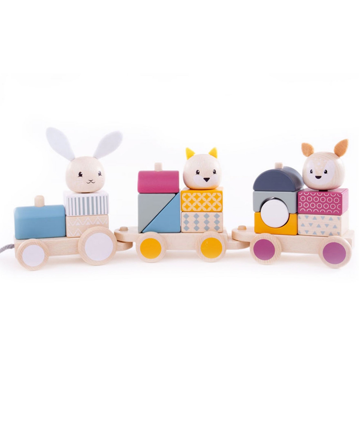 Bigjigs Toys Kids' - Activity Pull Along Train Set, 3 Piece In Multi
