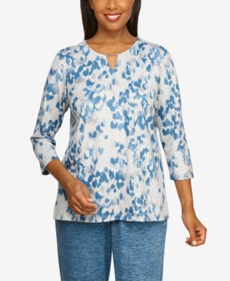 Alfred Dunner Women's Missy Simply Cozy Casual Animal Print Top - Macy's