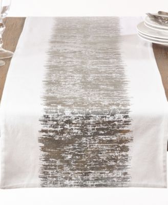 Table Runner with Metallic Banded Design, 108" x 16"