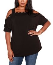 Black Cold Shoulder Plus Size Tops - Macy's