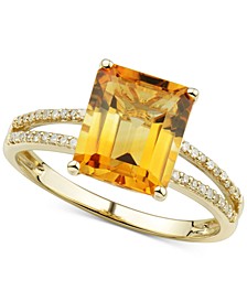 Citrine (3.0 ct. t.w.) & Diamond (1/10 ct. t.w.) Ring in 14k Gold