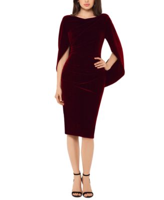 Betsy & Adam Velvet Cape Dress - Macy's