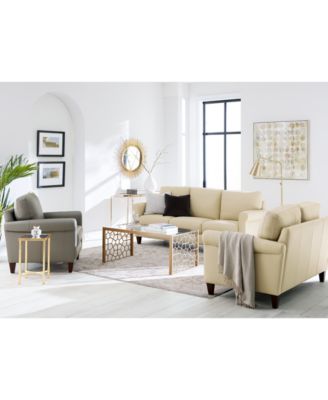 Furniture Kared Leather Sofa Collection Created For Macys In Sassari Grey