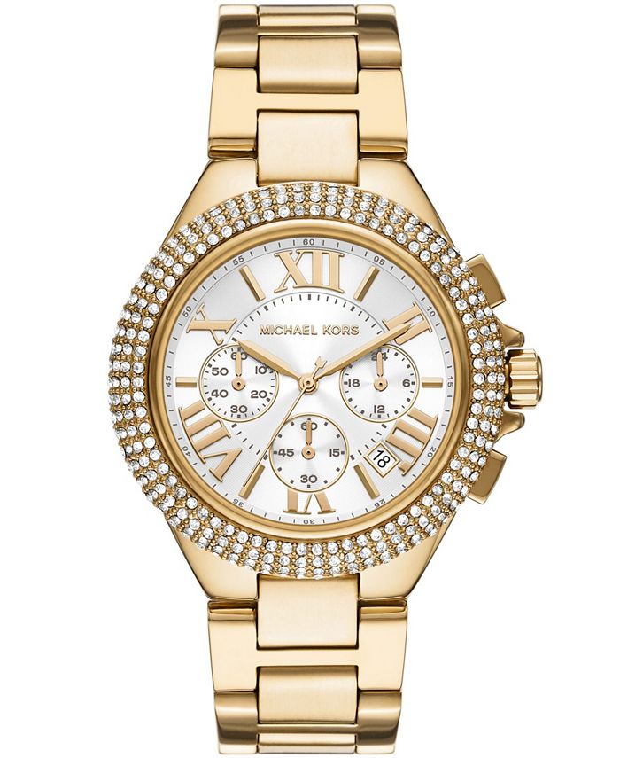 Michael Kors Women's Camille Gold-Tone Stainless Steel Bracelet Watch ...