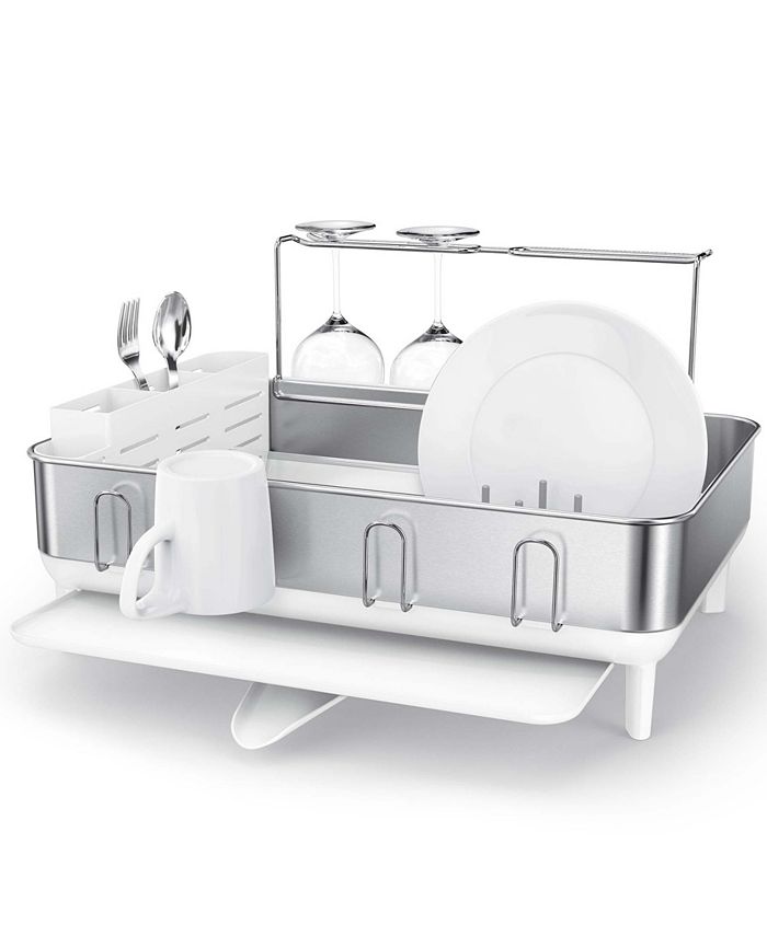 simplehuman Compact Kitchen Dish Drying Rack with Swivel Spout