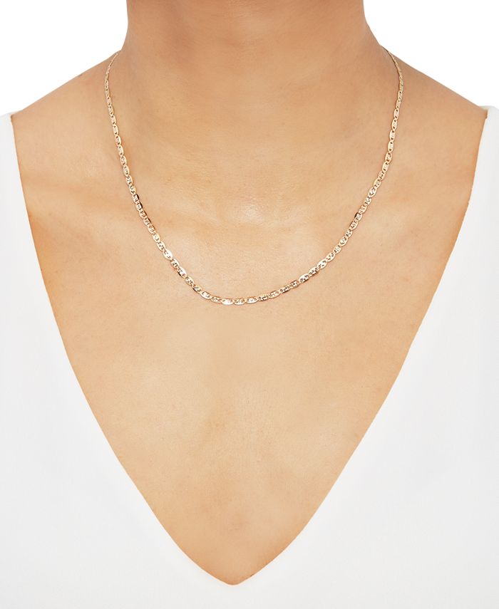 Italian Gold - Valentino Link 18" Chain Necklace in 10k Gold, White Rhodium Plate, & Rose Rhodium Plate