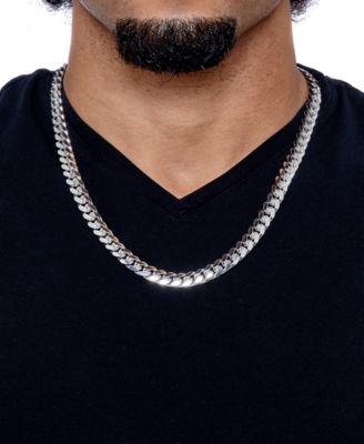 Men's Solid Cuban Link 22" Chain Necklace in Sterling Silver