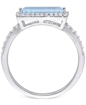 Blue Topaz (1-1/2 ct. t.w.) & White Topaz (1/3 ct. t.w.) Statement Ring in Sterling Silver