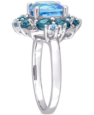 Blue Topaz Halo Ring (4-1/10 ct. t.w.) in Sterling Silver