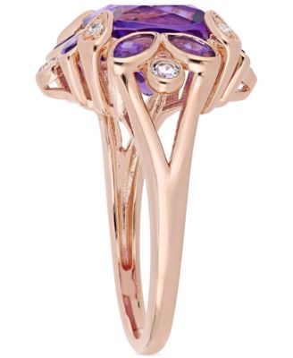 Amethyst (3 ct. t.w.) & White Topaz (1/5 ct. t.w.) Ring in 18k Rose Gold-Plated Sterling Silver