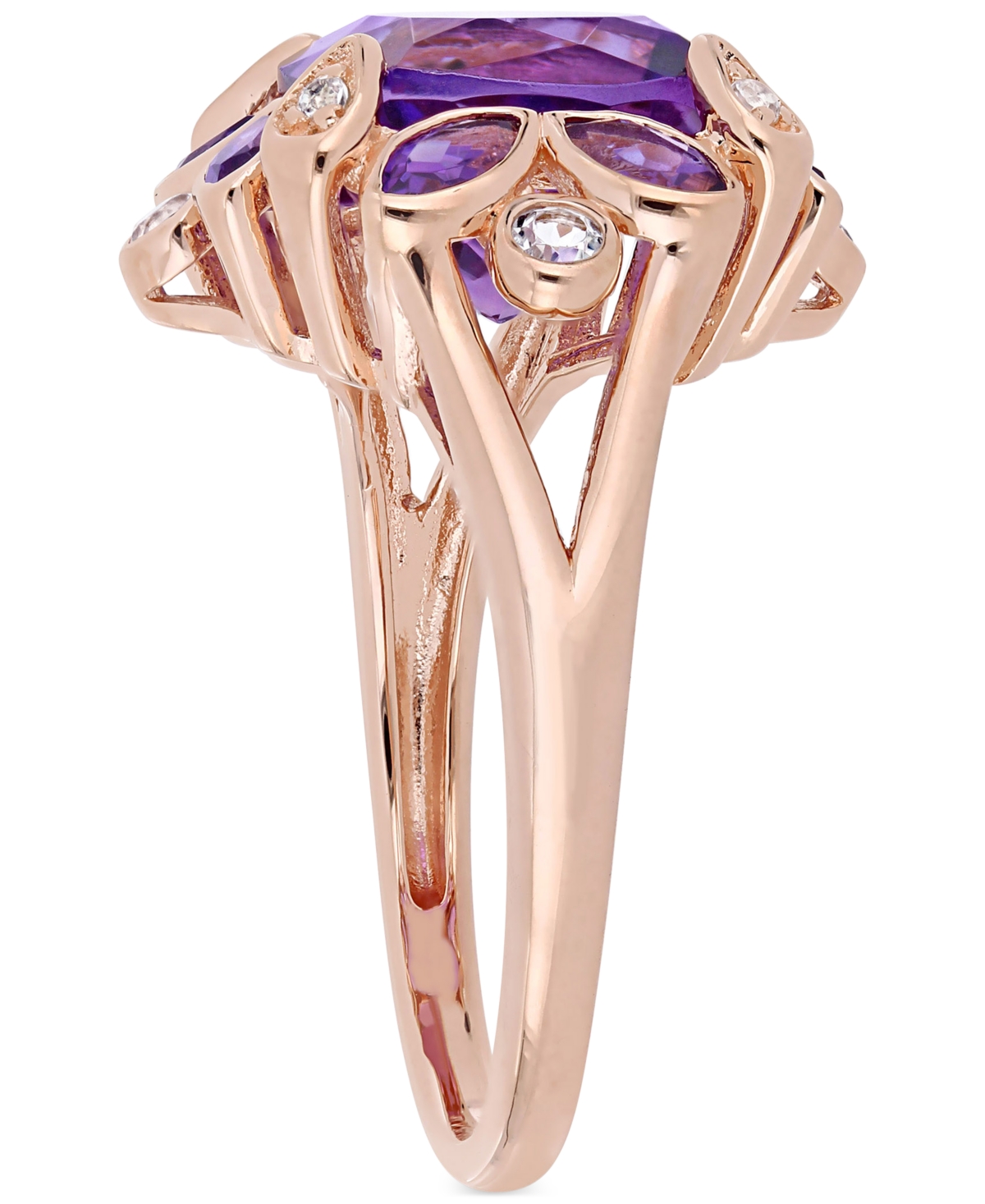 (3 ct. t.w.) & White Topaz (1/5 ct. t.w.) Ring in 18k Rose Gold-Plated Sterling Silver - Amethyst