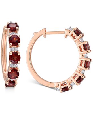 Peridot (3-3/4 ct. t.w.) & White Topaz (1/4 ct. t.w.) Small Hoop Earrings in 18k Rose Gold-Plated Sterling Silver, 0.89" (Also available in Amethyst & Garnet)