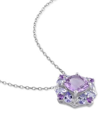 Macy's Amethyst (1-7/8 Ct. T.w.) & Tanzanite (1 Ct. T.w.) 18" Pendant ...