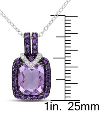 Amethyst (3 ct. t.w.) & Diamond (1/20 ct. t.w.) 18" Pendant Necklace in Sterling Silver