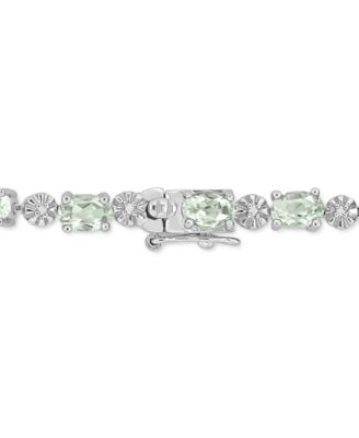 Green Quartz (7-3/8 ct. t.w.) & Diamond Accent Link Bracelet in Sterling Silver