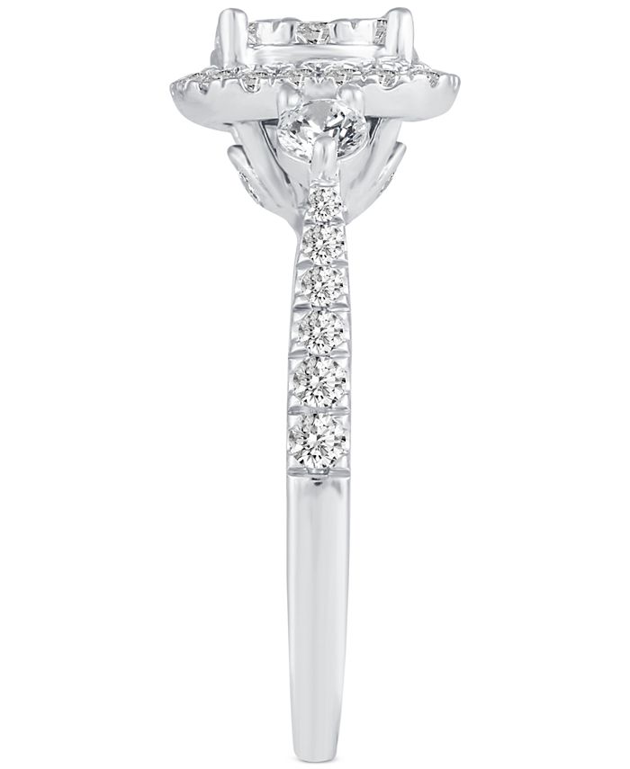 Macy's - Diamond Square Halo Cluster Engagement Ring (1 ct. t.w.) in 14k White Gold