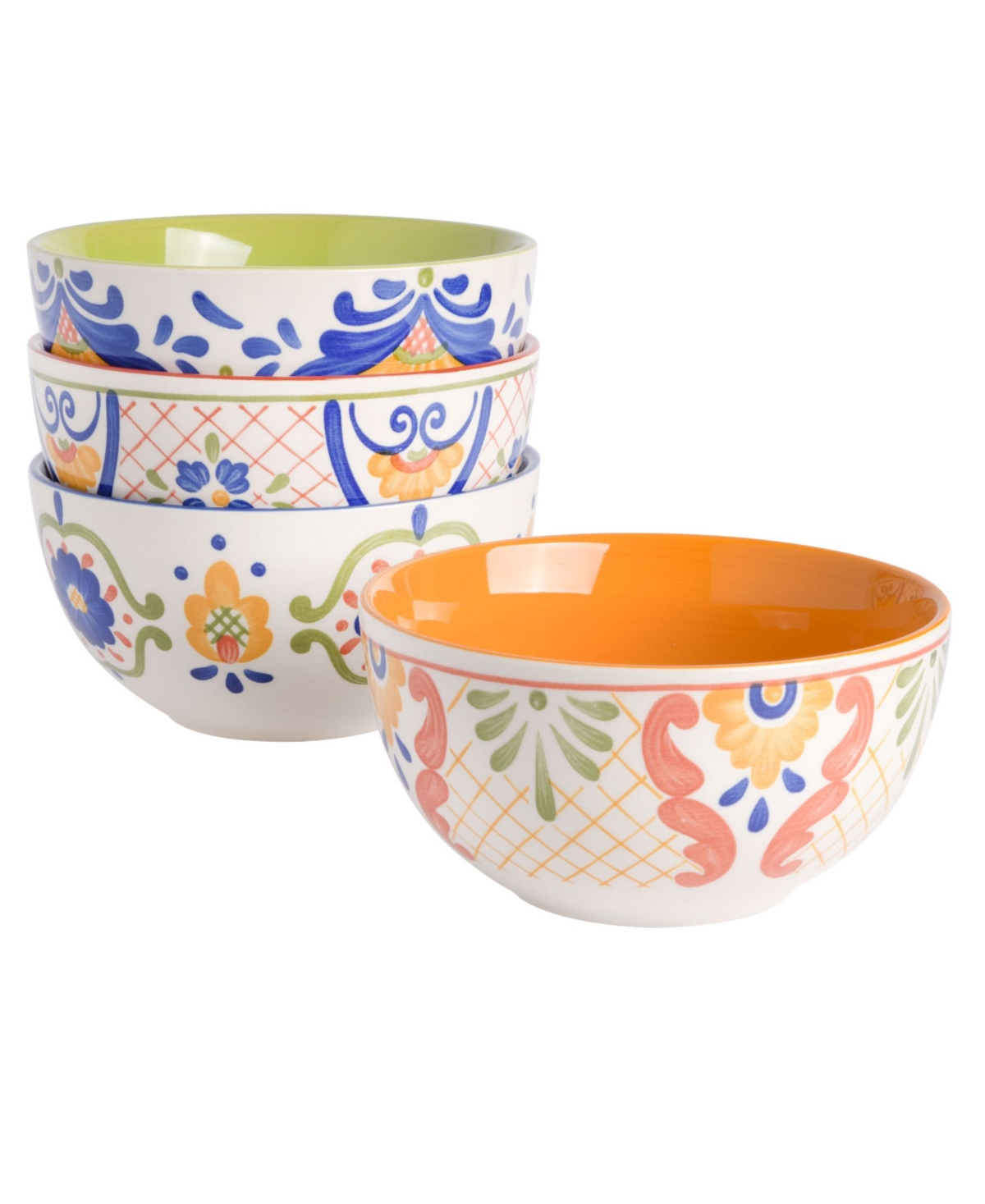 Tierra Tile Hand-Painted 4 Piece Bowl Set - Multi-Colored