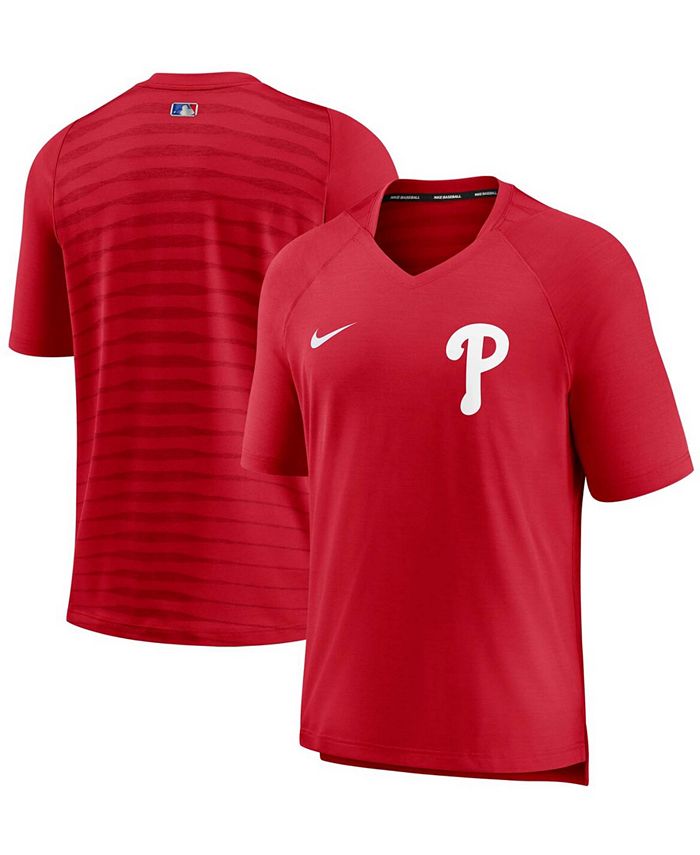 Philadelphia Phillies Nike Authentic Collection Pregame Performance V-Neck  T-Shirt - Red