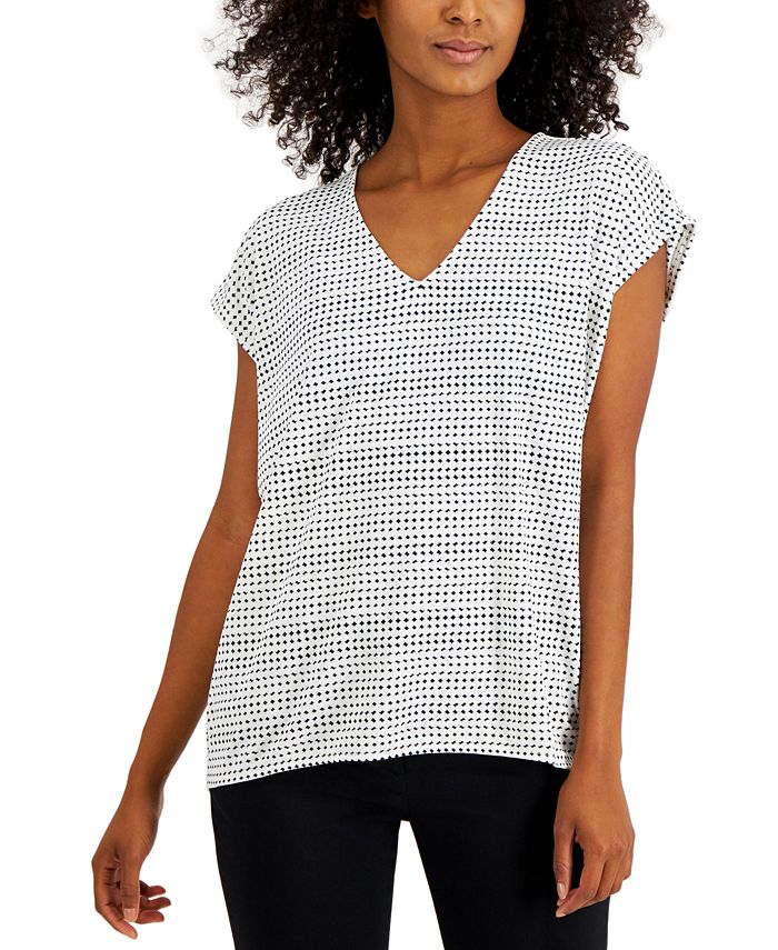 Alfani Plus Size GeoPrint CapSleeve Top Macy's
