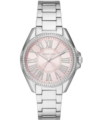 pink and silver michael kors watch