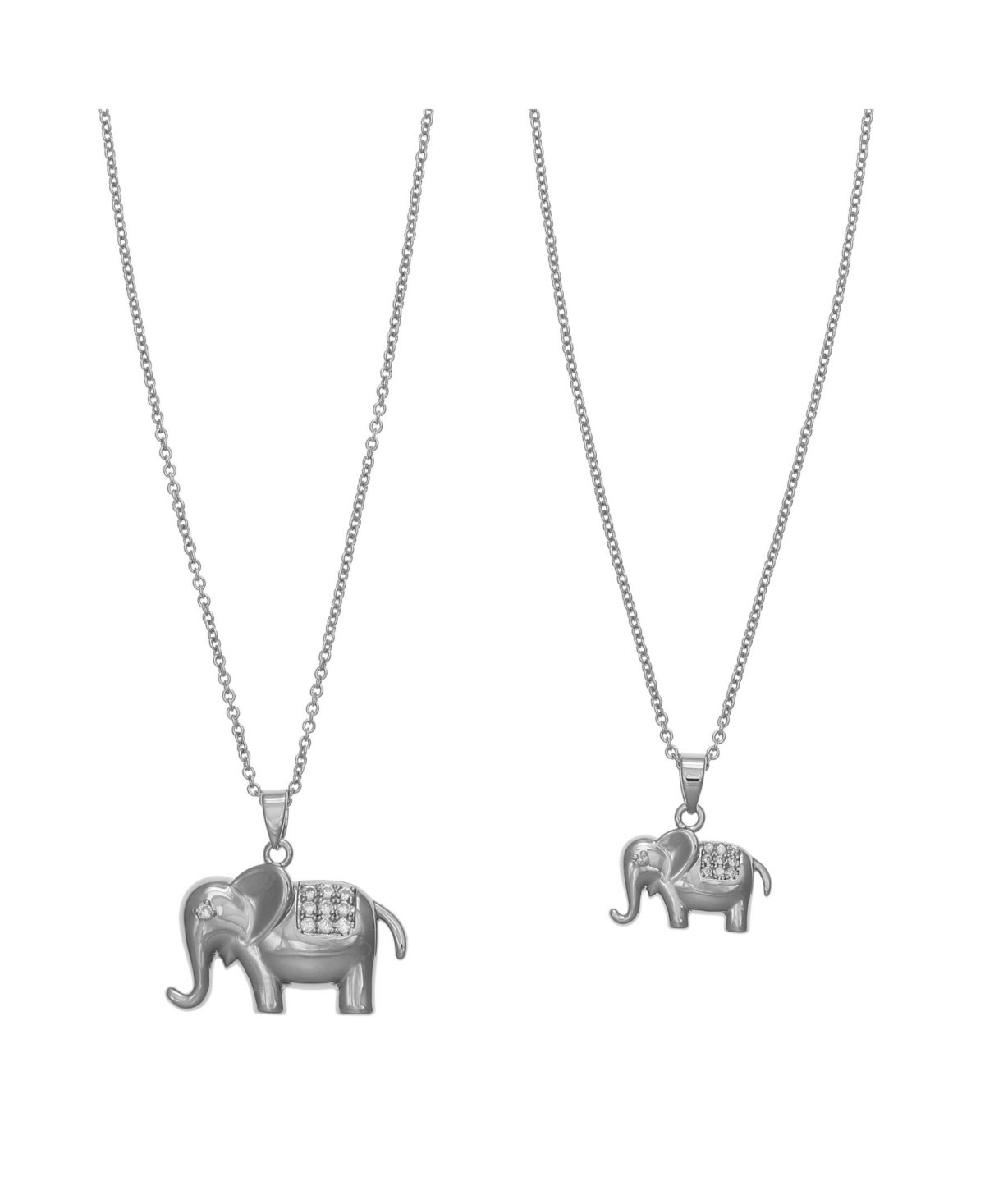 Fao Schwarz Women's Elephant Shape Pendant Necklace Set, 2 Piece