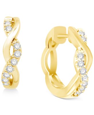 Macy's - Diamond Braided Hoop Earrings (1/5 ct. t.w.)
