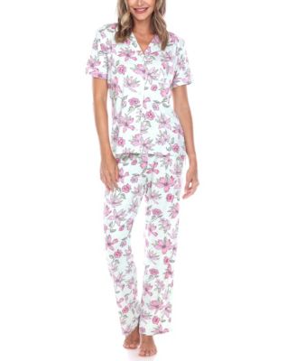 Women's Short Sleeve Pants Tropical Pajama Set, 2-Piece