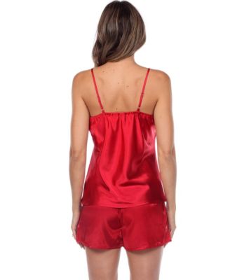 Women's Satin Lace Cami and Shorts Pajama Set, 3-Piece