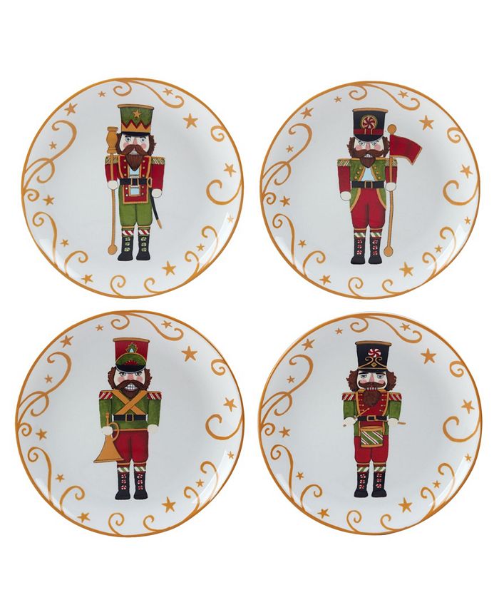 Certified International Holiday Magic Nutcracker 4 Piece Dessert Plate