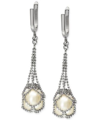 pearl cage earrings