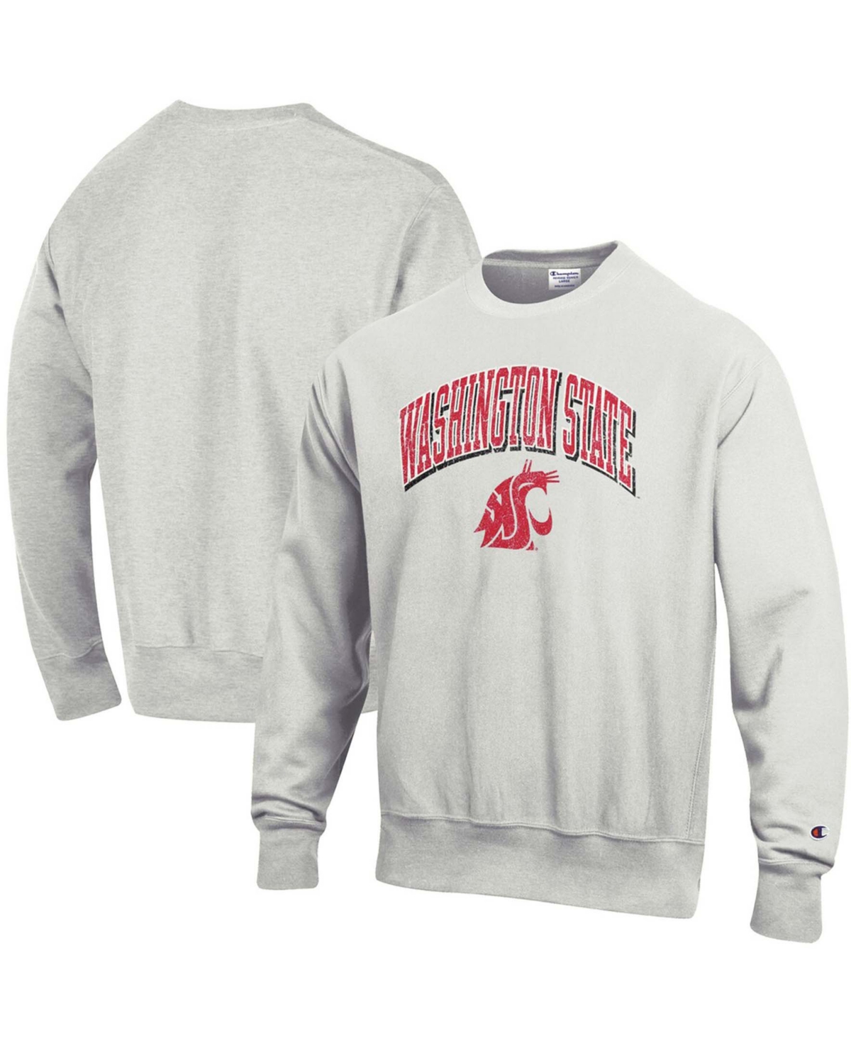 Champion Men's Heathered Gray Washington State Cougars Arch Over Logo Reverse Weave Pullover Sweatshirt