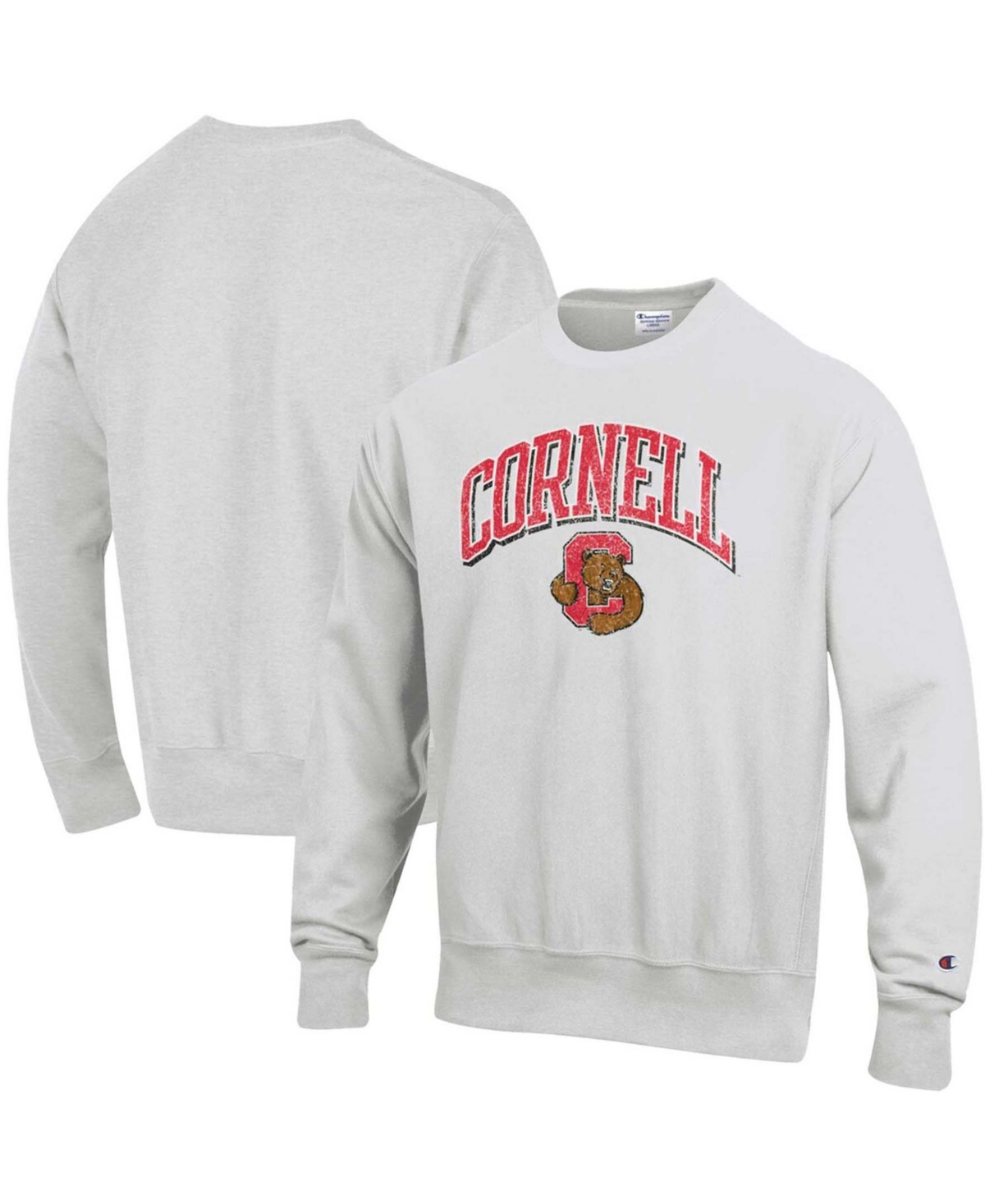 Men's Gray Cornell Big Red Arch Over Logo Reverse Weave Pullover Sweatshirt