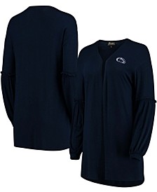 Women's Navy Penn State Nittany Lions Offset Bubble Sleeve Cardigan