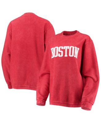 Women's Red Boston University Comfy Cord Vintage-Like Wash Basic Arch  Pullover Sweatshirt