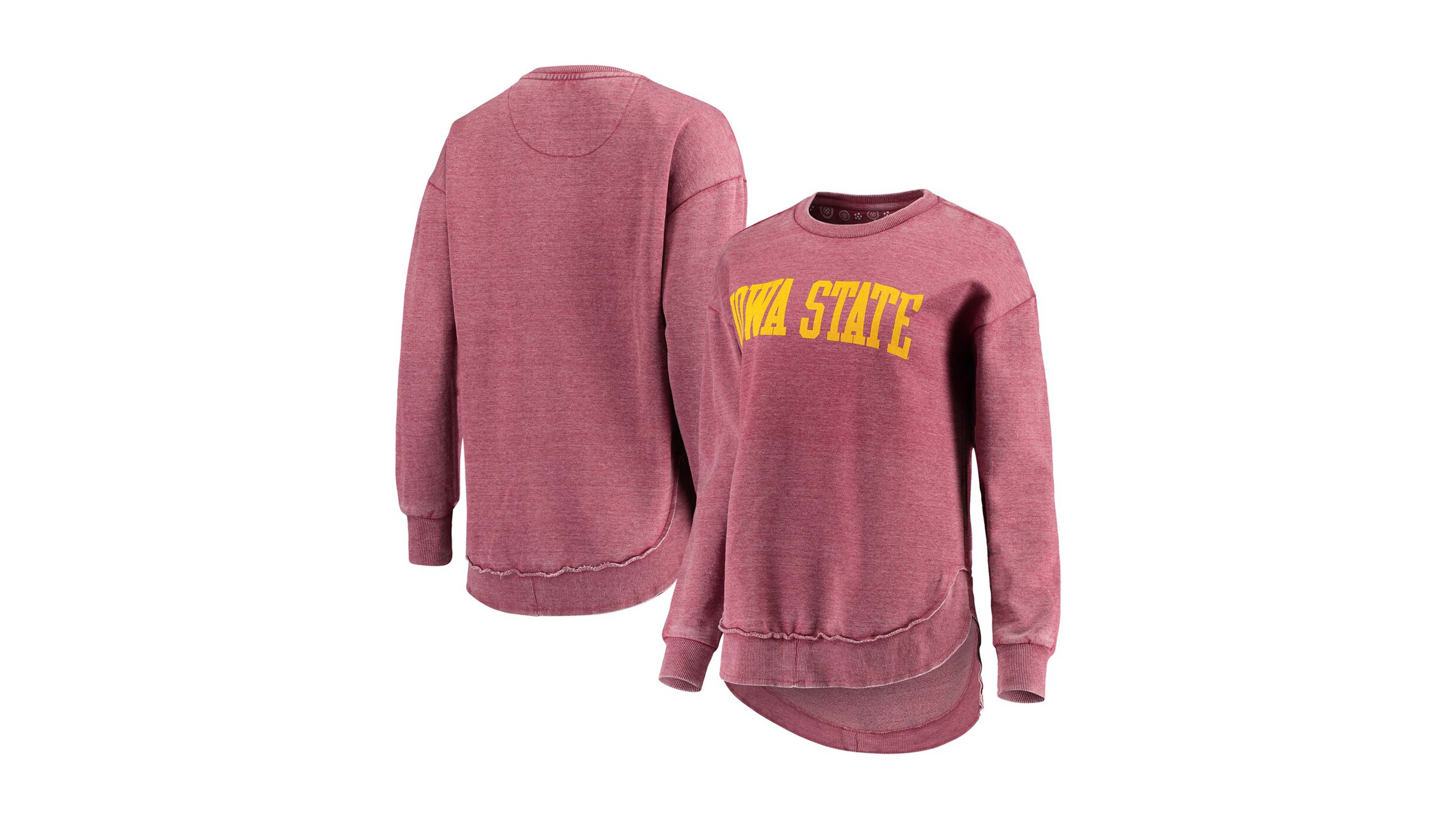Women's Cardinal Iowa State Cyclones Vintage-Like Wash Pullover Sweatshirt