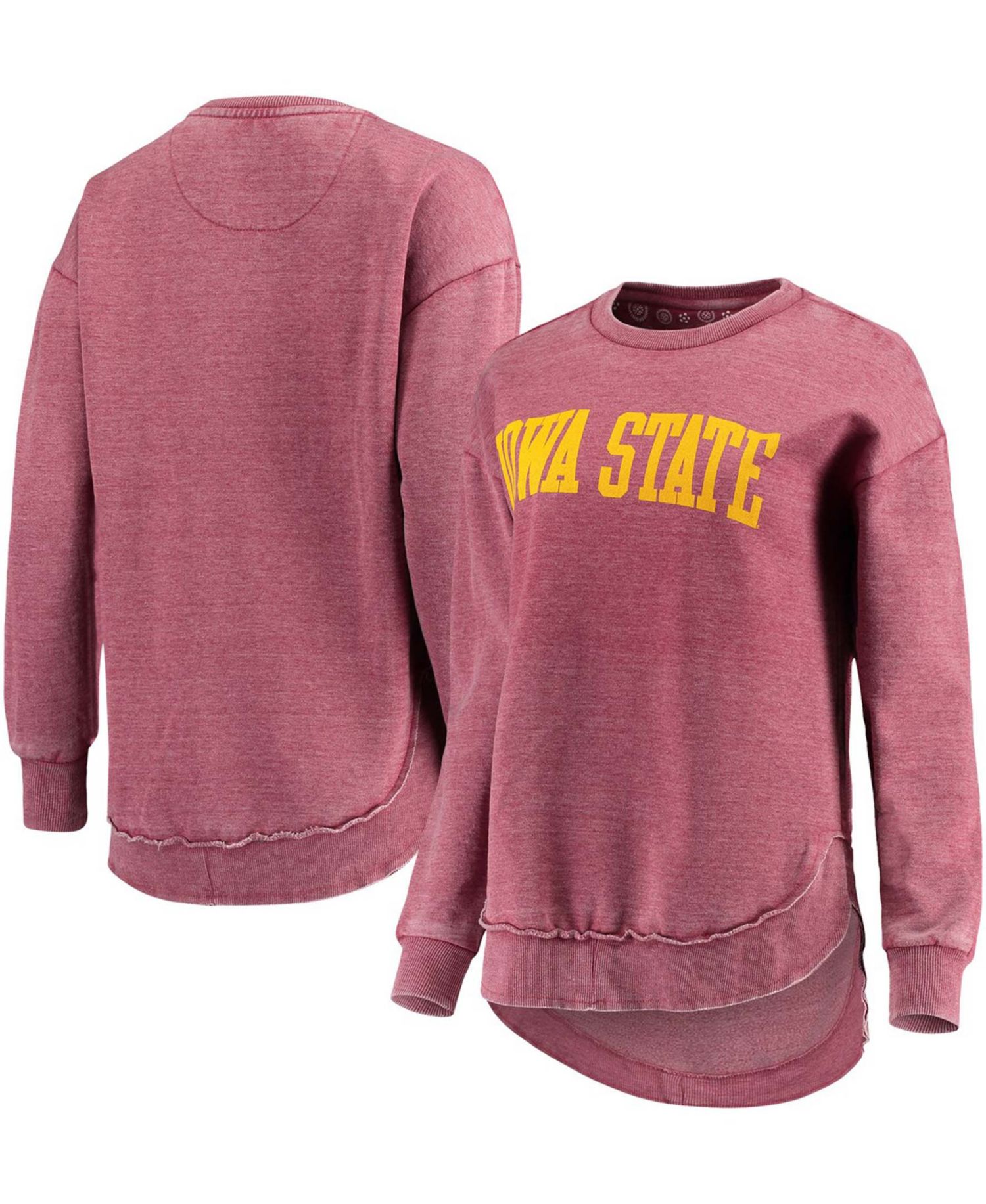 Women's Cardinal Iowa State Cyclones Vintage-Like Wash Pullover Sweatshirt