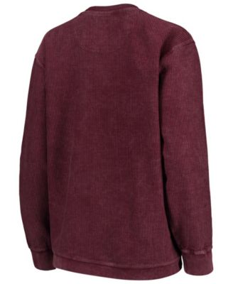 Women's Maroon Virginia Tech Hokies Comfy Cord Vintage-Like Wash Basic Arch Pullover Sweatshirt
