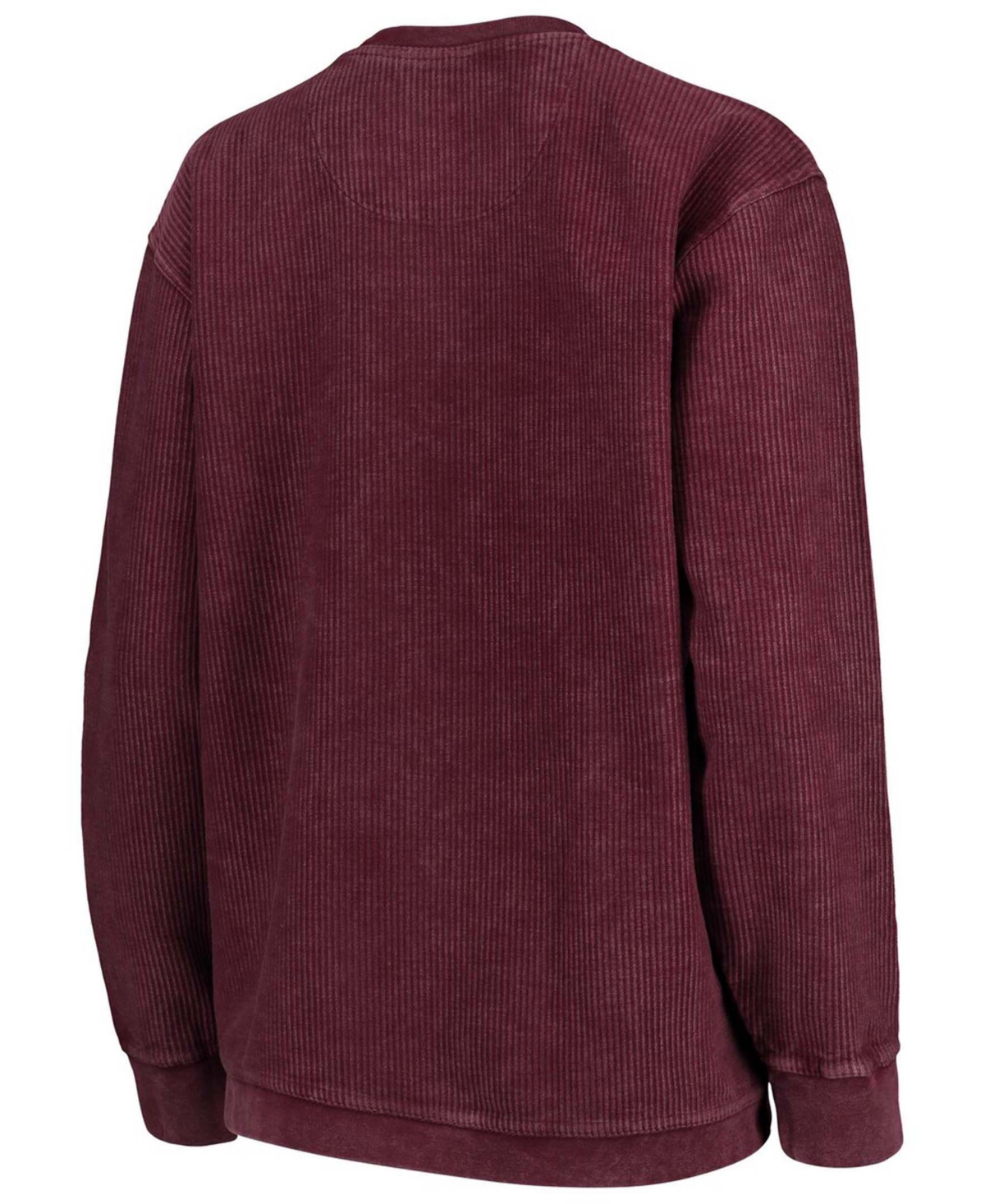 Women'sVirginia Tech Hokies Comfy Cord Vintage-Like Wash Basic Arch Pullover Sweatshirt - Maroon