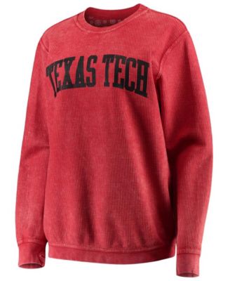 Women's Red Texas Tech Red Raiders Comfy Cord Vintage-Like Wash Basic Arch Pullover Sweatshirt
