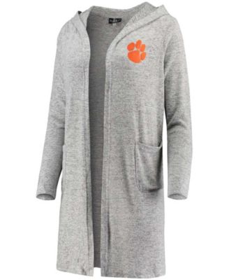 Women's Heathered Gray Clemson Tigers Cuddle Soft Duster Cardigan