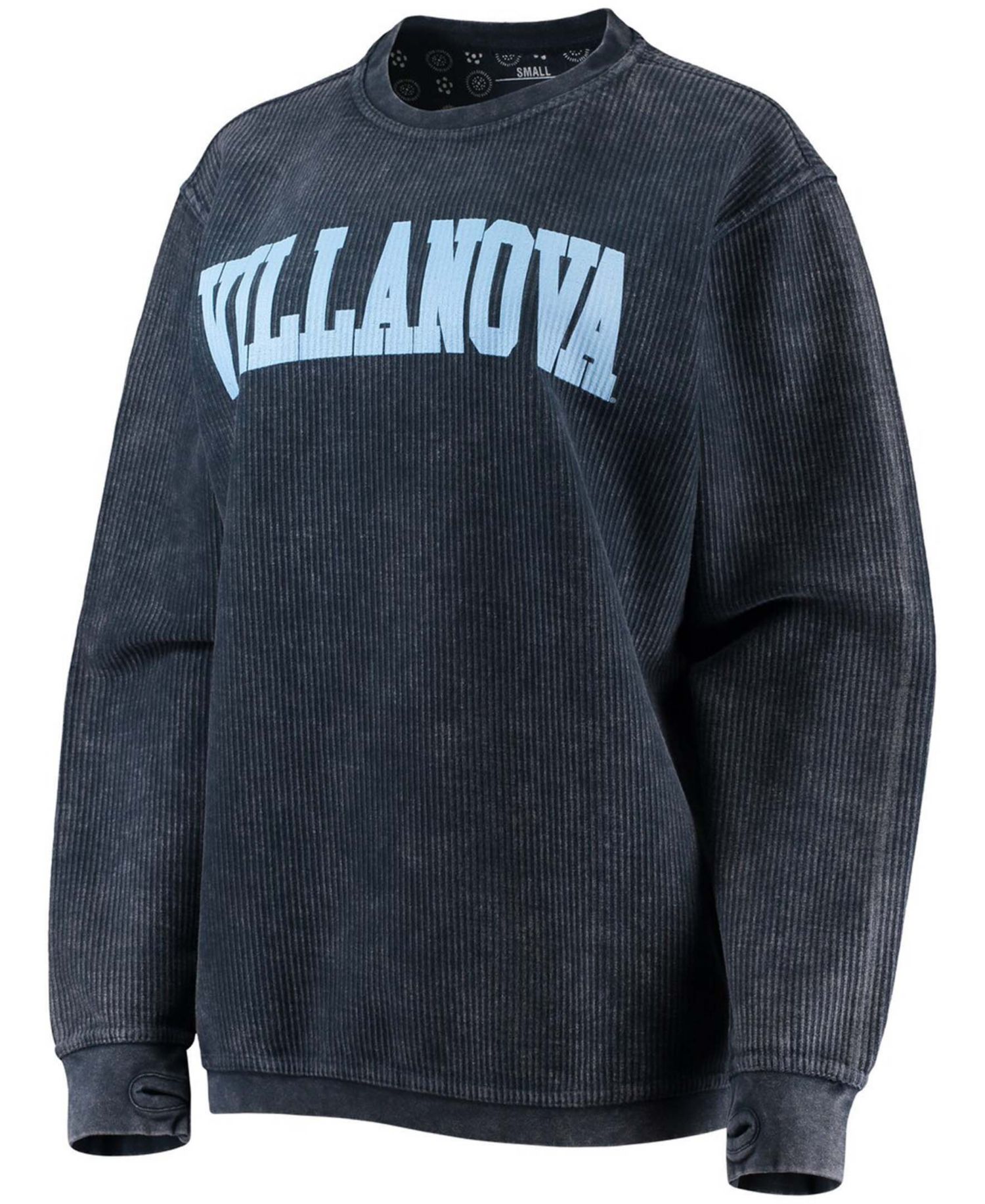 Women's Navy Villanova Wildcats Comfy Cord Vintage-Like Wash Basic Arch Pullover Sweatshirt