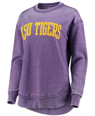 Women's Purple LSU Tigers Vintage-Like Wash Pullover Sweatshirt