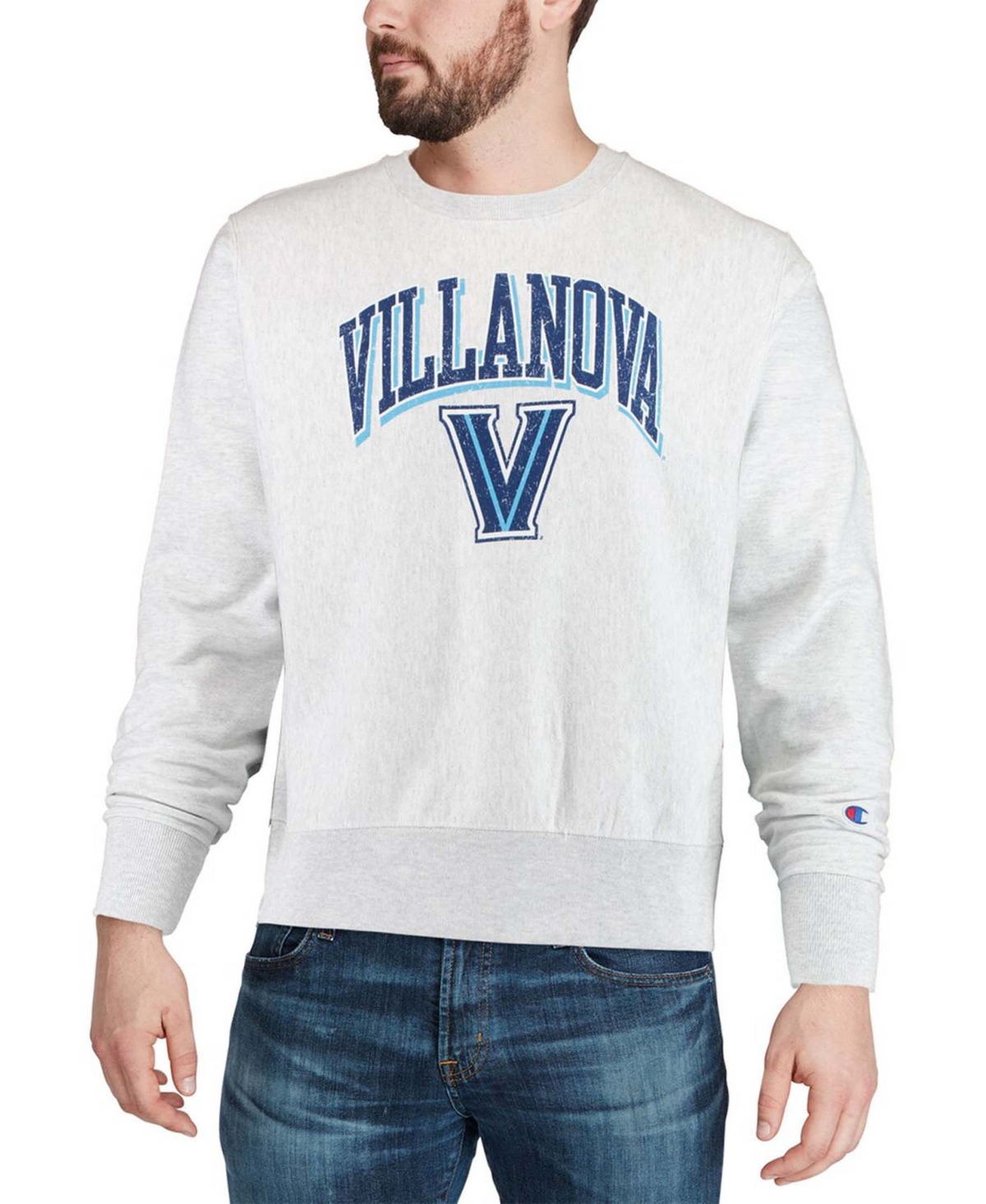 Shop Champion Men's Gray Villanova Wildcats Arch Over Logo Reverse Weave Pullover Sweatshirt