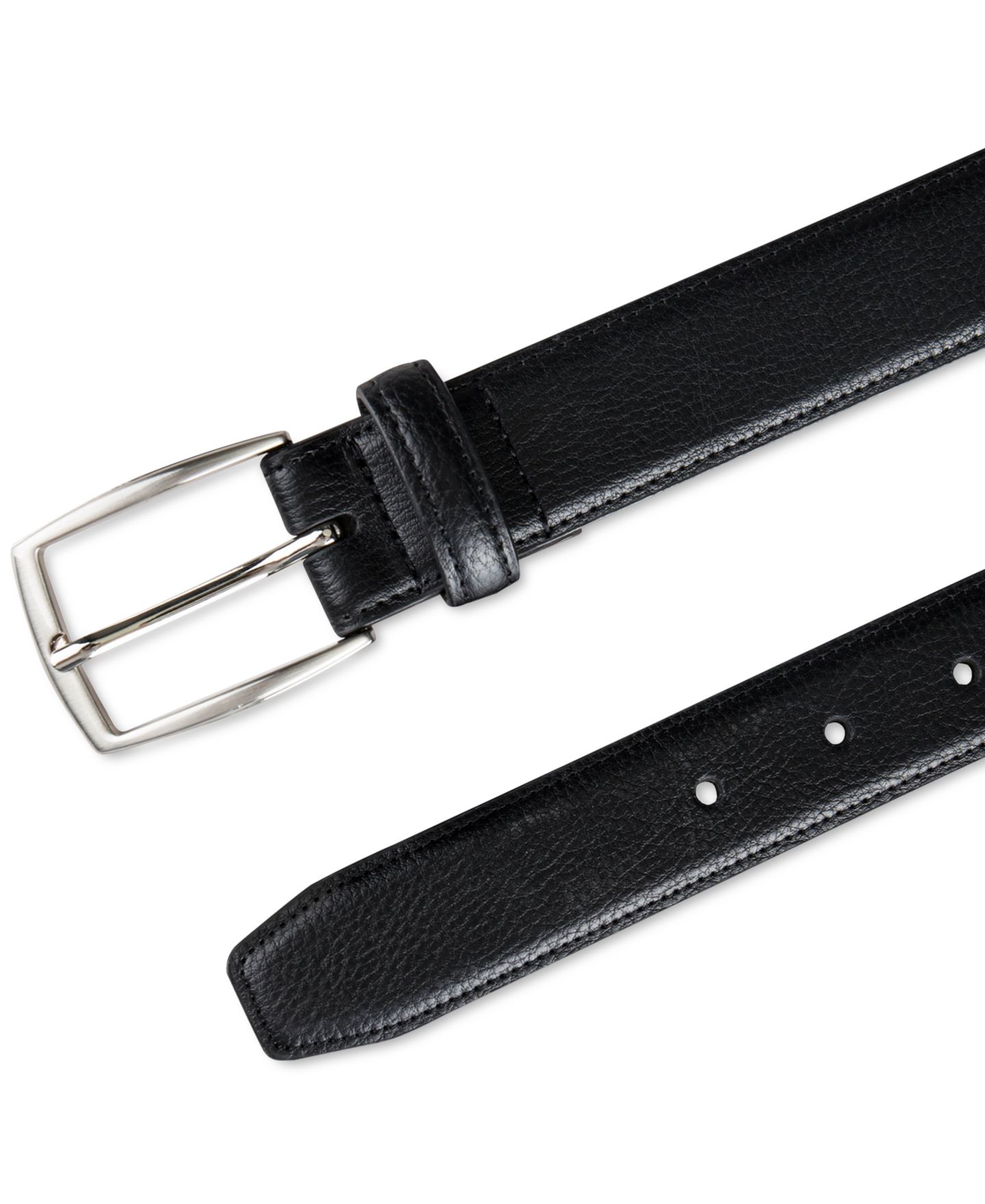 Мужской ремень Club Room 32MM Faux Leather Pebble Grain Stretch Belt, цвет: Чёрный — фото 4