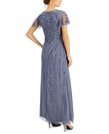 Papell Studio Papell Studio Flutter-Sleeve Embellished Gown - Macy's