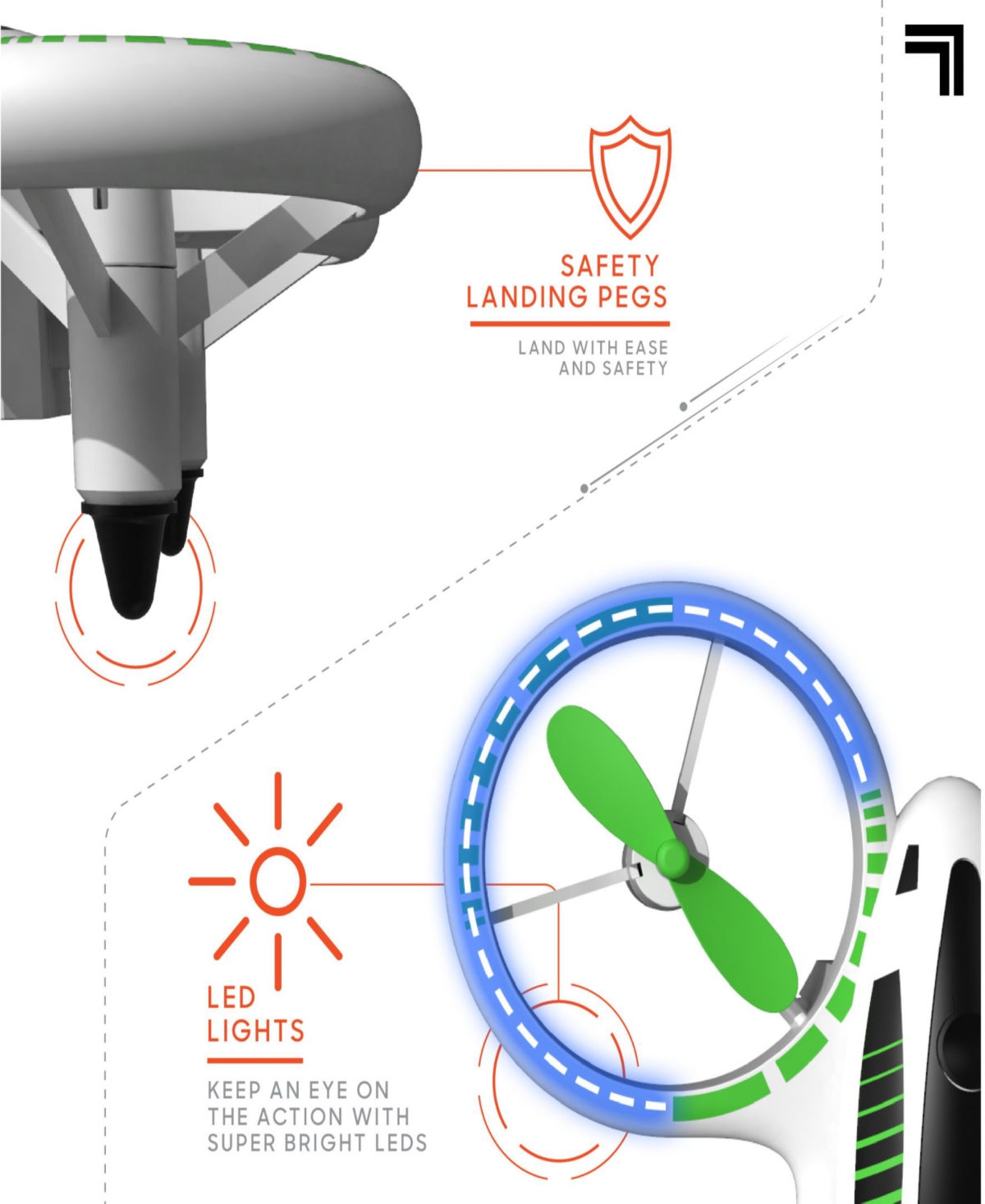 Sharper Image 2.4ghz Rc Glow Up Stunt Drone With Led Lights In White