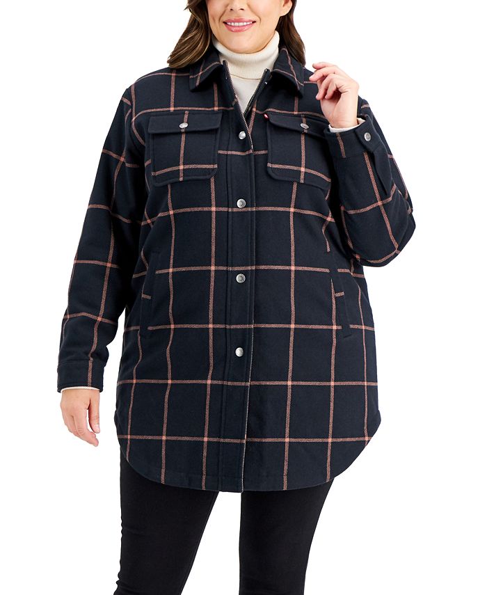 Levi's Women's Plus Size Plaid Faux-Sherpa-Lined Shirt Jacket, Created for  Macy's & Reviews - Coats & Jackets - Plus Sizes - Macy's