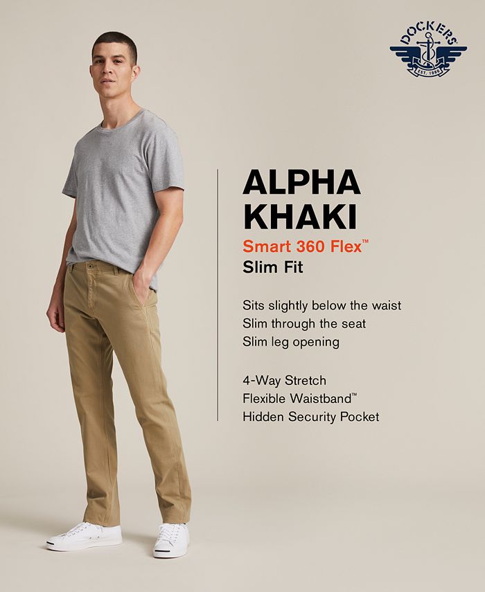 Dockers Men’s Alpha Smart 360 Flex Slim Tapered Fit Khaki Stretch Pants ...